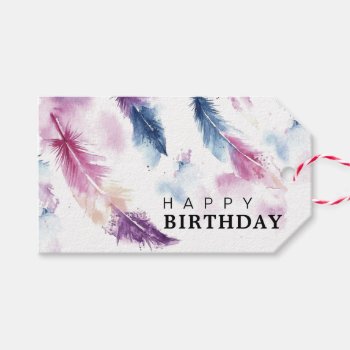 Watercolor Feathers Gift Tags by byDania at Zazzle
