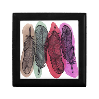 Watercolor Feathers Keepsake Box