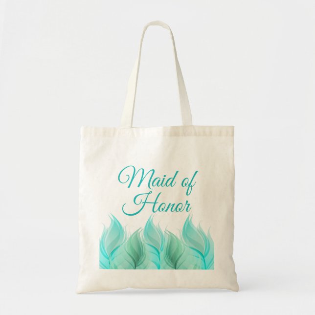 Watercolor Feathers Maid of Honor Wedding Tote Bag (Front)