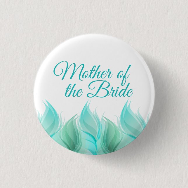 Watercolor Feathers Mother of the Bride Button (Front)