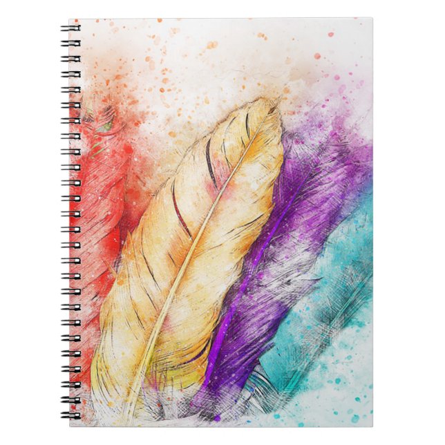 Watercolor Feathers Notebook (Front)