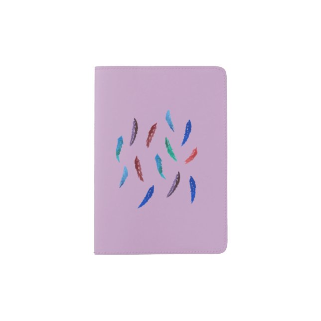 Watercolor Feathers Passport Holder (Front)