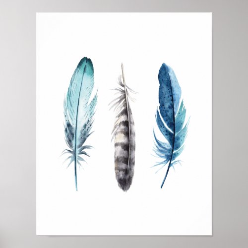 Watercolor Feathers Poster