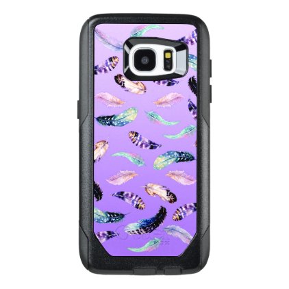 Watercolor Feathers purple pattern OtterBox Samsung Galaxy S7 Edge Case