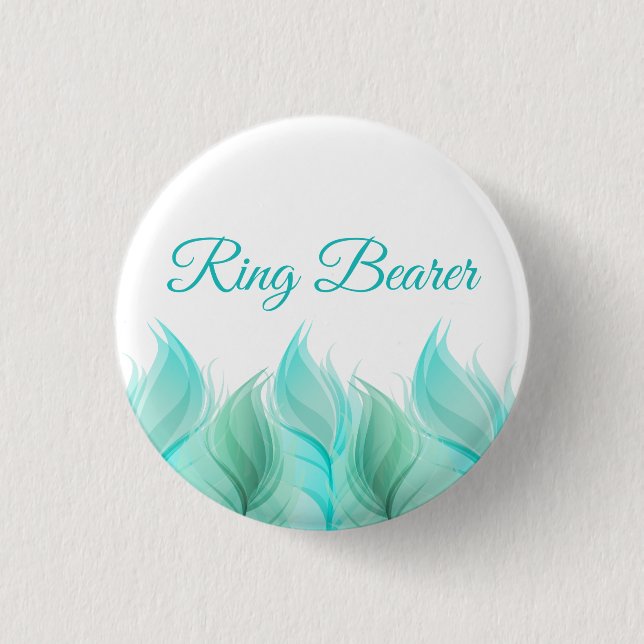 Watercolor Feathers Ring Bearer Pinback Button (Front)