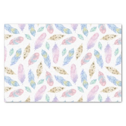 Watercolor feathers tissue paper