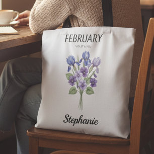 Watercolor February Birth Flower Birthday Tote Bag