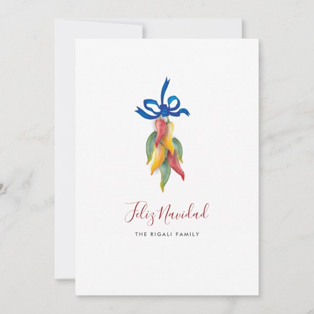 Watercolor Feliz Navidad Christmas Card (Front)