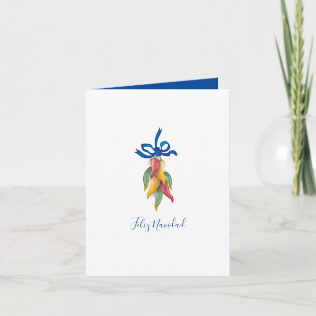 Watercolor Feliz Navidad Christmas Holiday Card (Front)