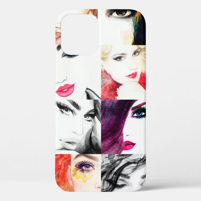 Watercolor female portrait pattern Case-Mate iPhone case (Back)