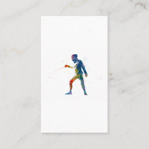 watercolor fencing business card