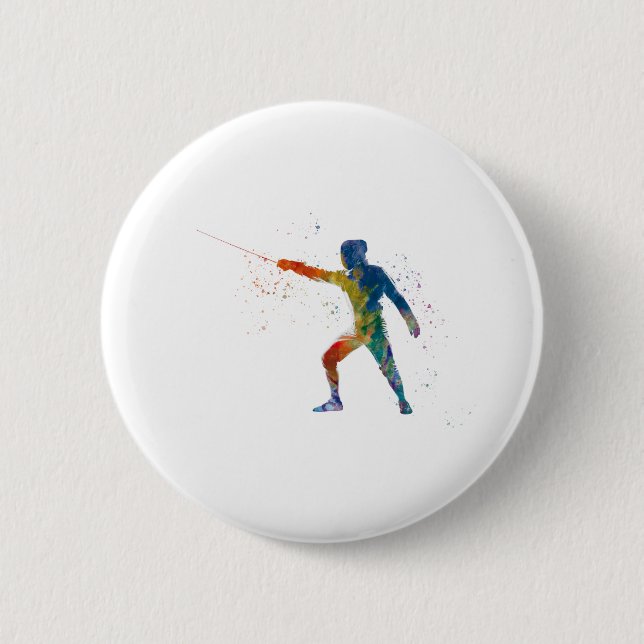 watercolor fencing button (Front)
