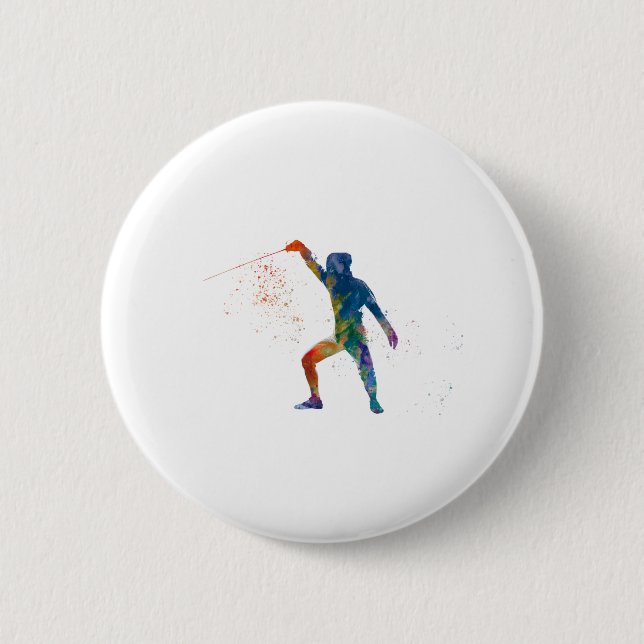 watercolor fencing button (Front)