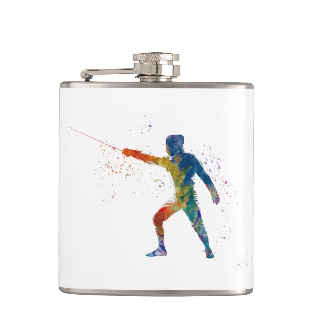 watercolor fencing flask (Front)