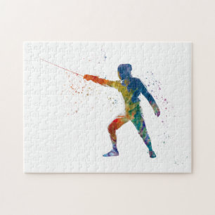 watercolor fencing jigsaw puzzle