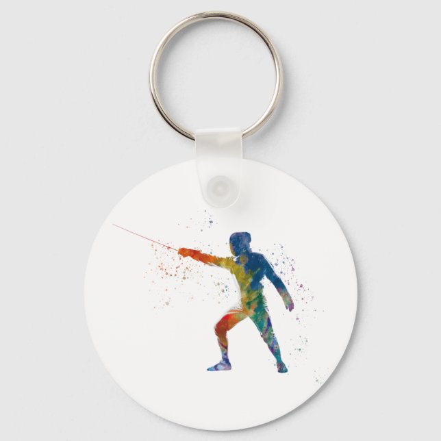 watercolor fencing keychain (Front)