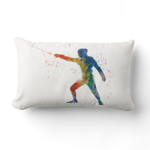 watercolor fencing lumbar pillow