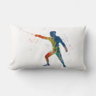 watercolor fencing lumbar pillow