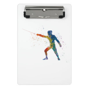 watercolor fencing mini clipboard
