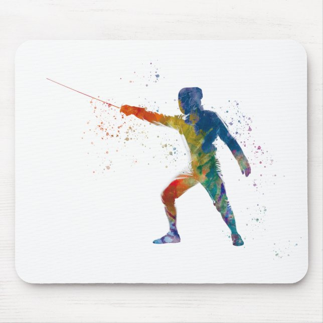 watercolor fencing mouse pad (Front)