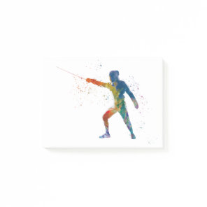 watercolor fencing post-it notes
