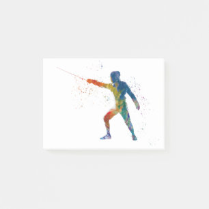 watercolor fencing post-it notes