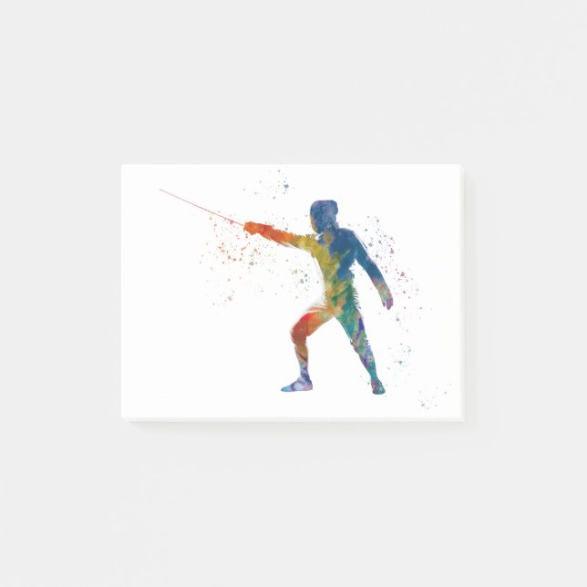 watercolor fencing post-it notes (Front)