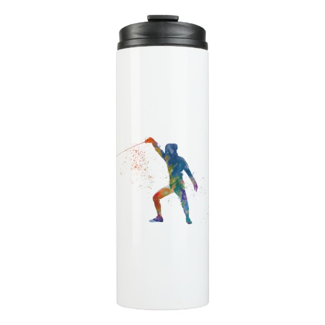 watercolor fencing thermal tumbler (Front)