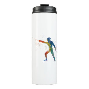 watercolor fencing thermal tumbler