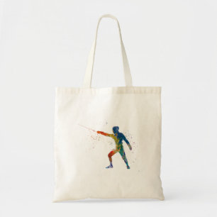watercolor fencing tote bag