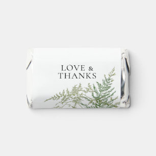 Watercolor Fern Greenery Wedding Love and Thanks Hershey's Miniatures