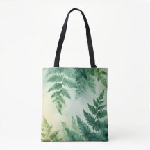 Watercolor Fern Leaf Tote Bag