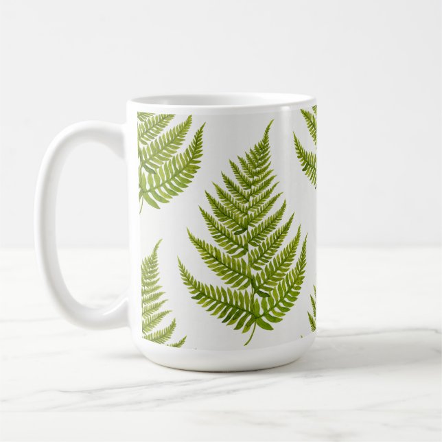 Watercolor Fern Pattern Coffee Mug (Left)
