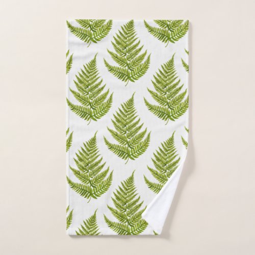 Watercolor fern pattern hand towel 