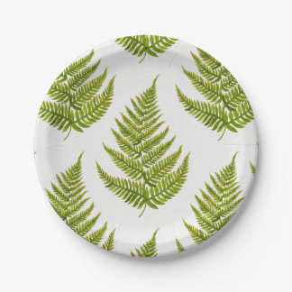 Watercolor fern pattern paper plates