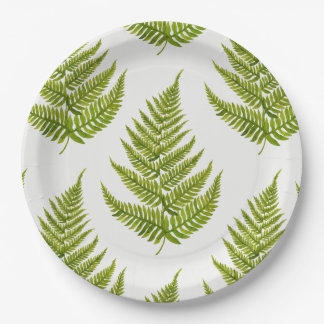 Watercolor fern pattern paper plates
