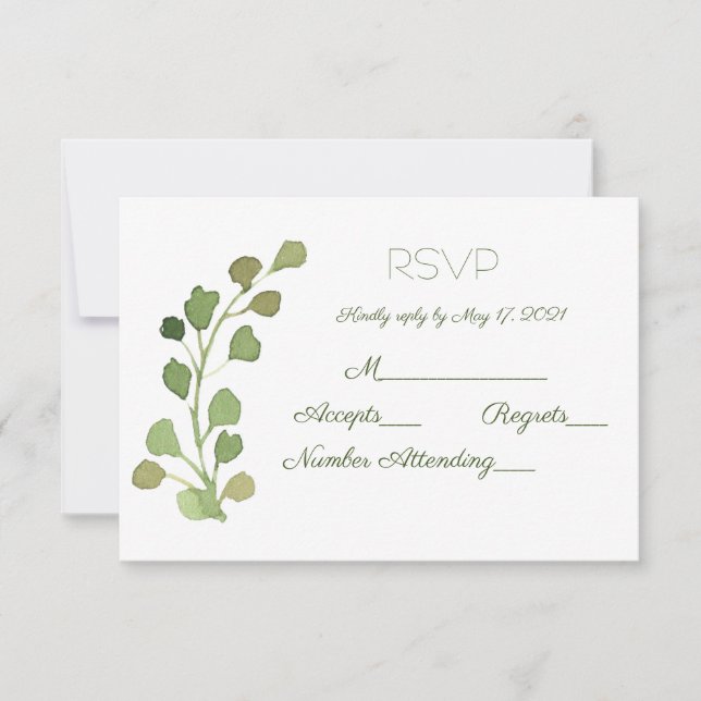 Watercolor Fern RSVP Card (Front)