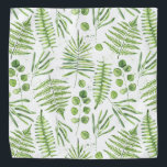 Watercolor Ferns and Eucalyptus Pattern Bandana<br><div class="desc">Add a greenery accent to your outfit or your dog's with this whimsical bandana. It features watercolor illustrations of green ferms and eucalyptus pattern. This greenery blanket will be perfect as a gift. Matching items are available.</div>