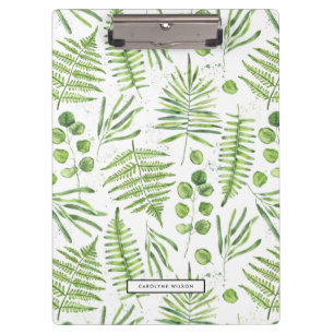 Watercolor Ferns and Eucalyptus Pattern Clipboard