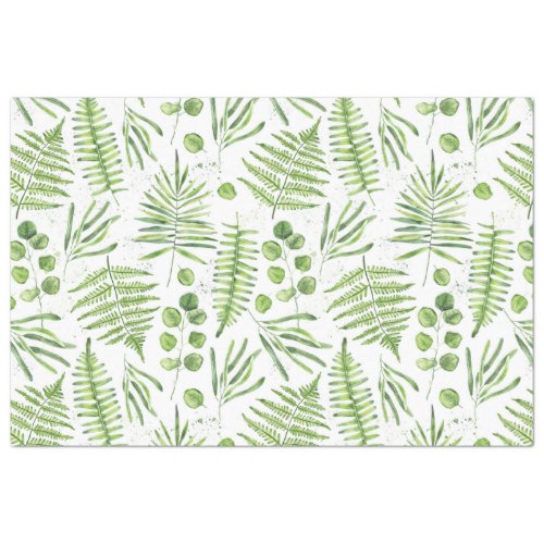 Watercolor Ferns and Eucalyptus Pattern Tissue Paper