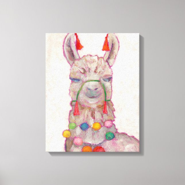 Watercolor Festival Llama Canvas Print (Front)