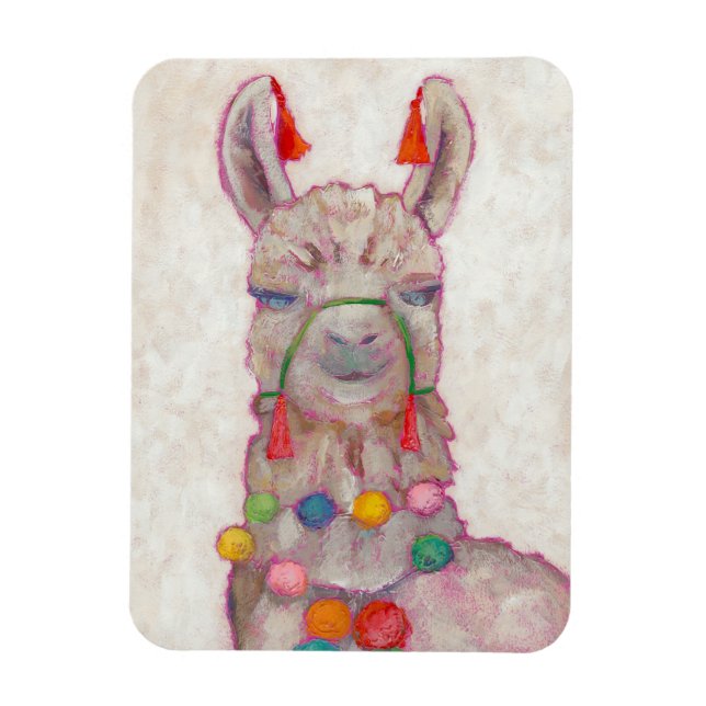 Watercolor Festival Llama Magnet (Vertical)