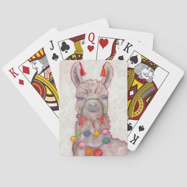 Watercolor Festival Llama Poker Cards (Back)