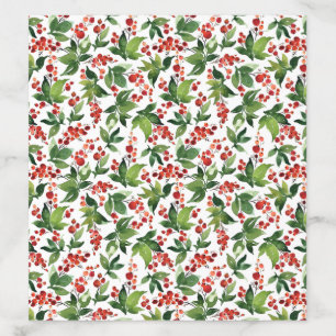 Watercolor Festive Berries and Greenery Christmas Envelope Liner