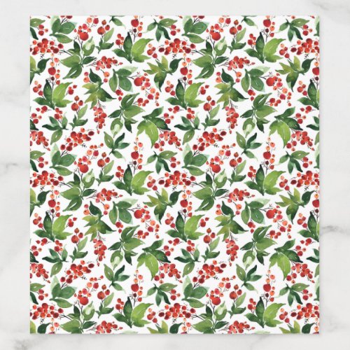 Watercolor Festive Berries and Greenery Christmas Envelope Liner