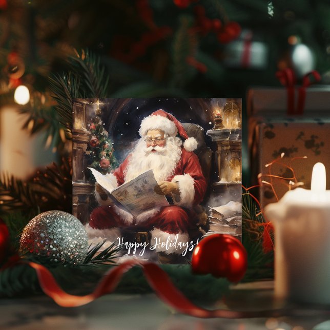 Watercolor Festive Christmas Santa Holiday Card (Watercolor Festive Christmas Santa Holiday Card)