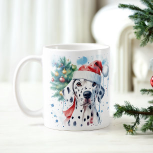 Watercolor Festive Dalmatian Christmas Mug