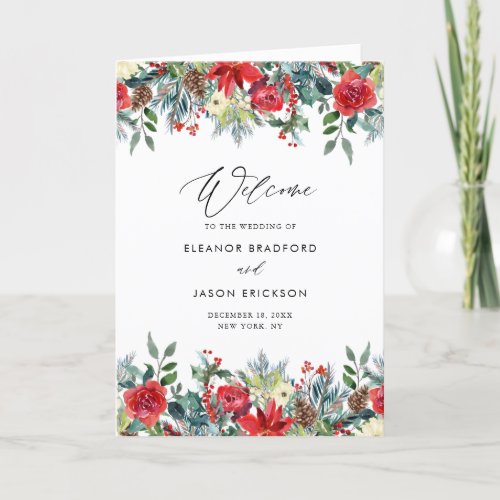 Watercolor Festive Floral Garland Wedding Booklet Program