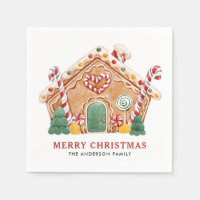 Watercolor Festive Gingerbread House Christmas