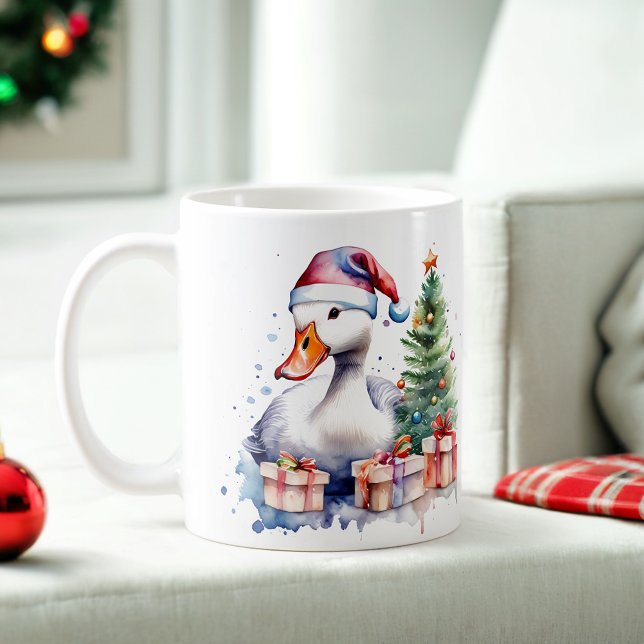 Watercolor Festive Goose Christmas Mug (Creator Uploaded)